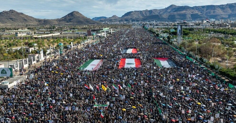 حضور میلیونی یمنی‌ها در حمایت از ایران، لبنان و فلسطین
